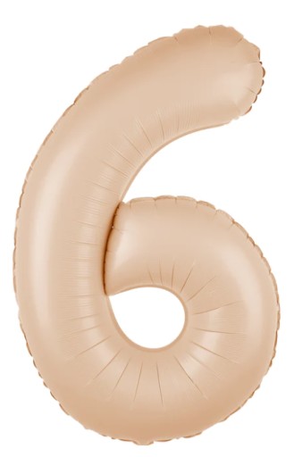 Fóliový balónik číslo 6 SIX Birthday CARAMEL Creamy Ecru Party 100cm