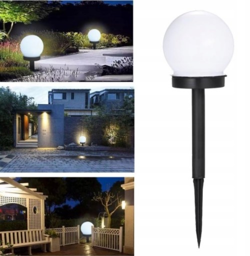 Solárna záhradná lampa, biela guľa, priemer 10 cm