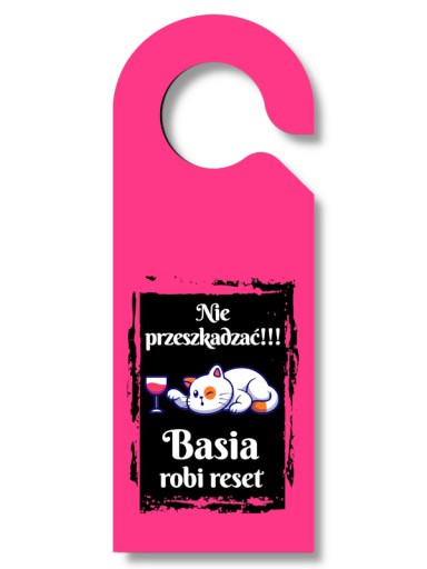 Personalizovaný ružový prívesok na dvere s mačkou a menom