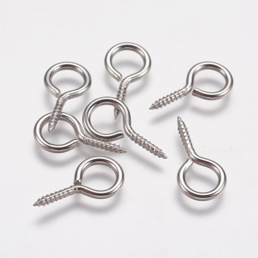 Háčiky Skrutky so slučkou, oceľové, pre polodierkové korálky, 17x9x2mm, 20ks