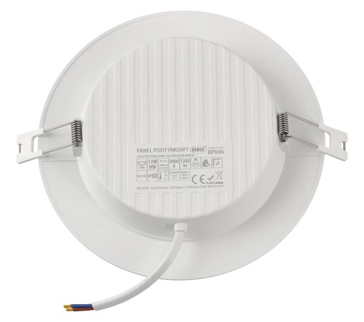 LED stropné svietidlo, zápustné, zápustné, 12W, 1200lm, 4000K, biele