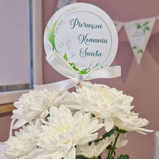 PIK dekoratívny TOPPER dlhý na TORTU prvé kvety SVÄTÉ prijímanie LILY Z VALLEY