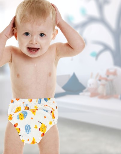 Tréningové nohavičky PRE DETI 9-13 KG PLIENKY NA UČENIE CIKAŤ, BIELE - M