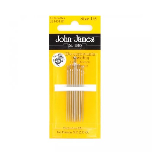 Bavlnené látacie ihly John James veľ. 1/5