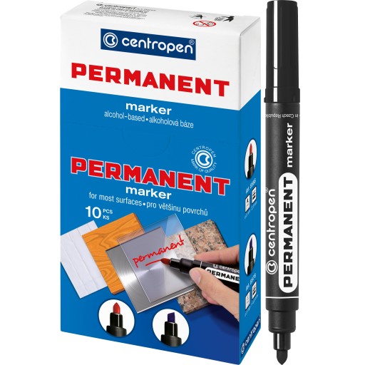 Permanentný popisovač Centropen čierny 10 kusov