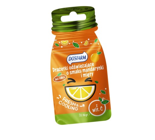 Dražé osviežujúce chuť mäty a mandarínky s vitamínom. C Dosfarm 16g