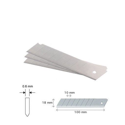 10x čepeľ nožov lámateľná čepeľ noža 18 mm HRÚBKA 0,6 mm HARDANGER
