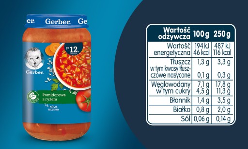 GERBER paradajková polievka s ryžou 250g