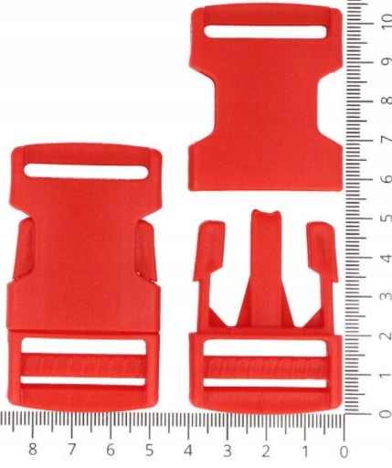 Plastová spona na popruh batohu červená - 25 mm 10ks