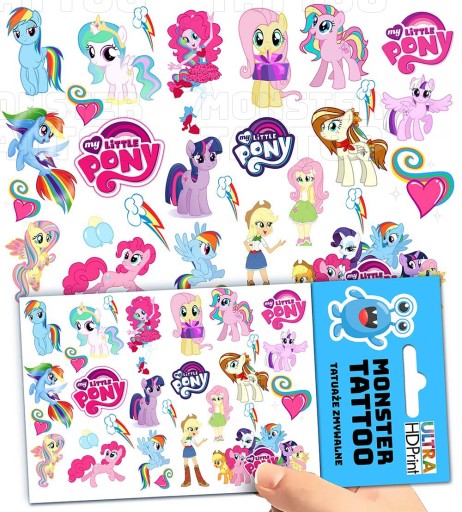 UMÝVAJÚCE DOČASNÉ TETOVANIE PRE DETI MY LITTLE PONY ORIGINÁLNE DIZAJNY