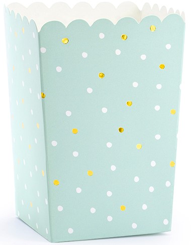 POPCORN BOXS mint KACTUS gold DOTS x6