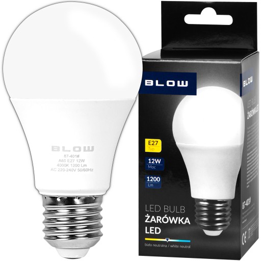 VÝKONNÁ LED ECO E27 ŽIAROVKA 12W 1200LM 4000K NEUTRÁLNA GUĽA BIELA