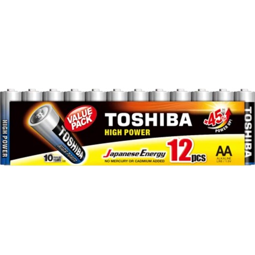 12x 1,5V alkalické batérie TOSHIBA R6 AA MN1500
