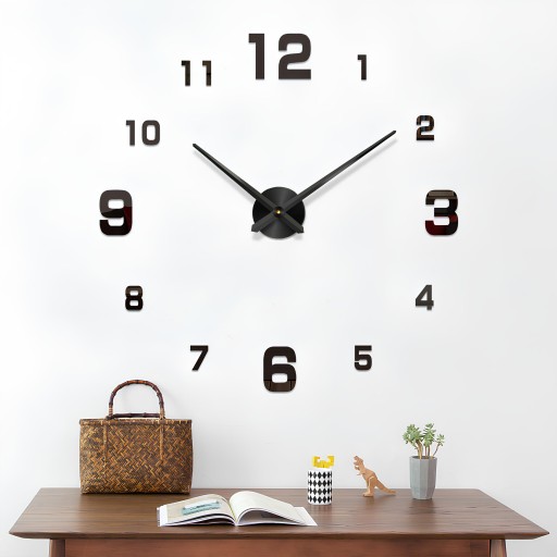 Nástenné hodiny nalepené na stenu Silent DIY LOFT Modern Black 40cm