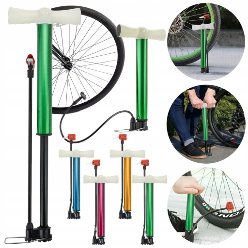Nožná pumpa na bicykel s hadičkou, mix farieb