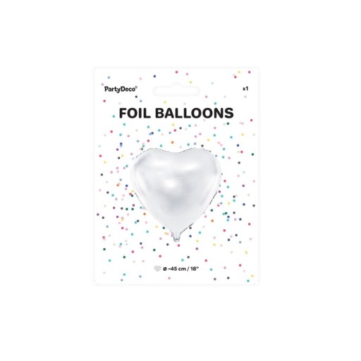 Fóliový balón SRDCE, biely, 45 cm, na HEL, na narodeniny, sväté prijímanie, svadbu