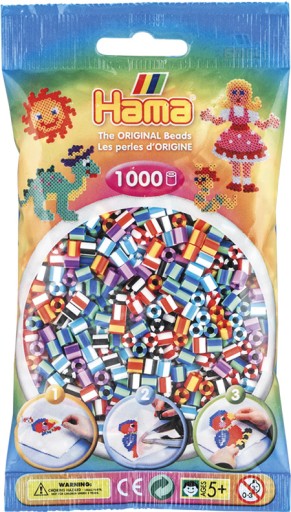 Zažehľovacie korálky PRUHOVANÉ 1000 ks HAMA mix90