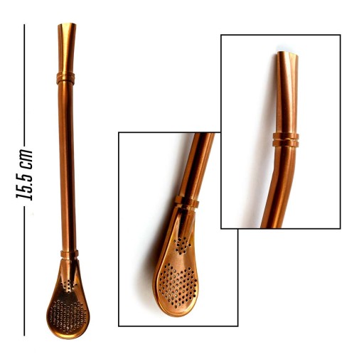 Bombilla yerba mate filtračná slamka Al 221 Rose Gold 15,5 cm