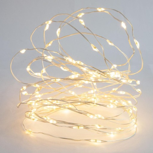 100 LED DRÔTOVÝCH SVIETIDIEL, NA BATÉRIU, TEPLÉ BIELE, 10M