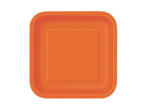 Papierové taniere, oranžové, 18 cm, štvorcové, 16 ks.