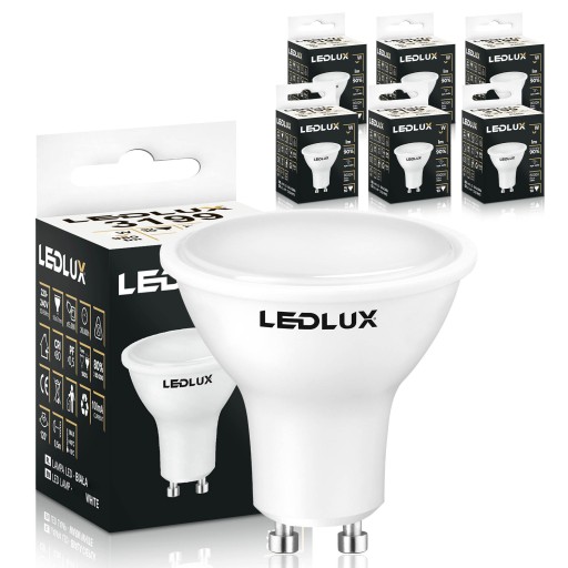 6x GU10 LED žiarovka 5,5W = 50W SMD Premium LEDLUX nebliká, 3 FARBY