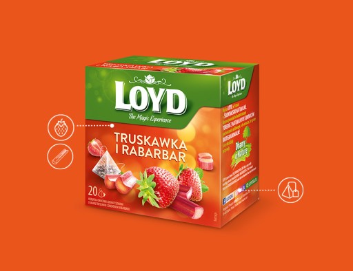 Ovocný čaj Jahoda Rebarbora Ovocný výkon teplý a studený LOYD 20 t.