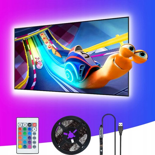 RGB LED PÚH USB S DIAĽKOVÝM 5V FAREBNÝM LED TV PODSVETĽENÍM TV 2M + DIAĽKOVÉ