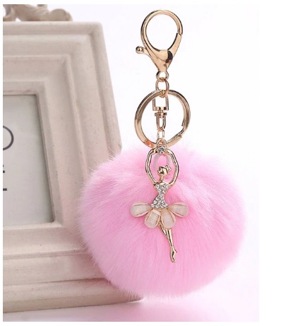 Keychain Pompom Ballet Keychain Dance GiftRužová