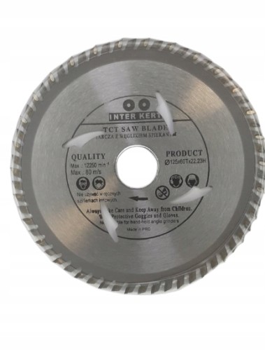 KOTÚČ NA REZANIE DREVA PRE ŠIROKÚHLOVÚ BRÚSKU 125mm 22,2 ZUBY 60T