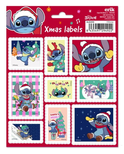 Dekoratívne nálepky Disney Stitch Sada 18 kusov na Vianoce