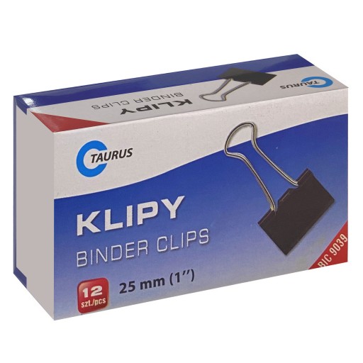 KLIPY KANCELÁRSKE KOVOVÉ SPOJKY ČIERNA TAURUS 25mm 12 ks