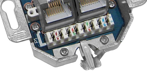 Zásuvka 2x RJ45/8P8C cat.5E STP tienené zapustené uhlové LSA kontakty