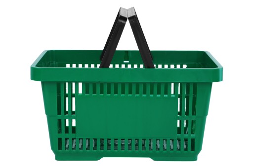Košík Nákupný košík, tmavozelený plastový nákupný košík