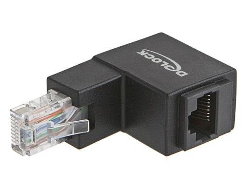 RJ45 adaptér uhlový 90 stupňov zástrčka-zásuvka cat.6 UTP DELOCK
