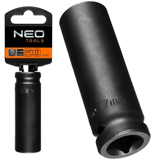 NEO HRUBÁ NÁRAZOVÁ ZÁSUVKA 1/2 DLHÁ NA KĽÚČ KOLIES 17MM CR-MO 12-317