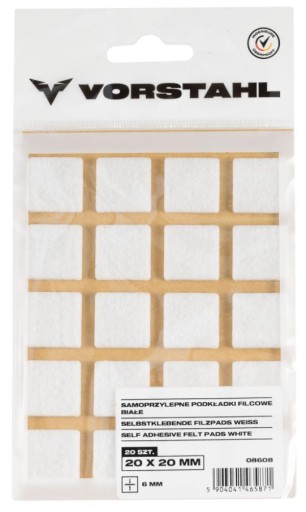 Samolepiace plstené podložky biele 20x20mm balenie 20 ks - VORSTAHL