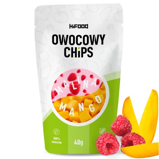 OVOCNÉ ČIPSKY Malina-Mango 40g HiFOOD ZDRAVÁ OBJÍDKA 12m+