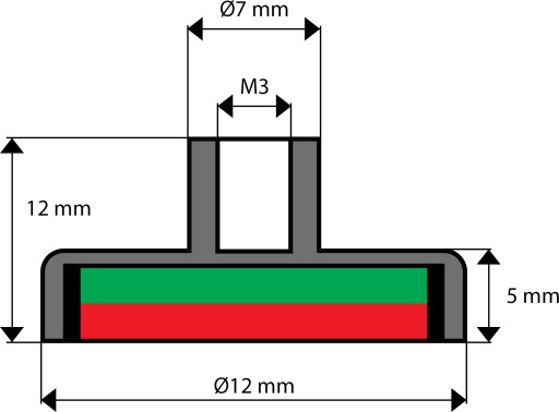 SILNÝ NEODYMOVÝ MAGNET 12 MM S ZATVORENÝM HÁČKOM KAPACITA 5 KG - 2 KUSY