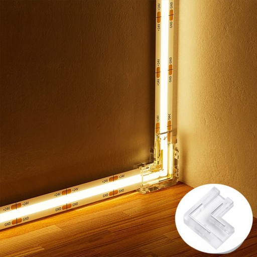 Uhlová spojka pre COB LED pásy 8mm, uhlová spojka 90°, svorka pre rýchlu inštaláciu