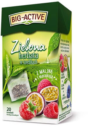 BIG-ACTIVE zelený čaj (20 vrecúšok) RASPBERRY-MAR