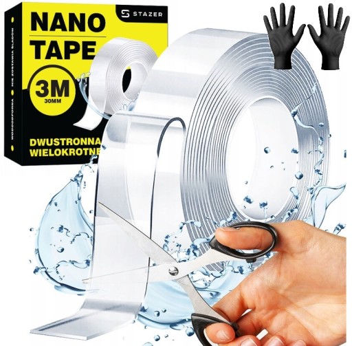 SILNÁ OBOJSTRANNÁ VODEODOLNÁ TRANSPARENTNÁ NANO PÁSKA 30 mm x 3 metre