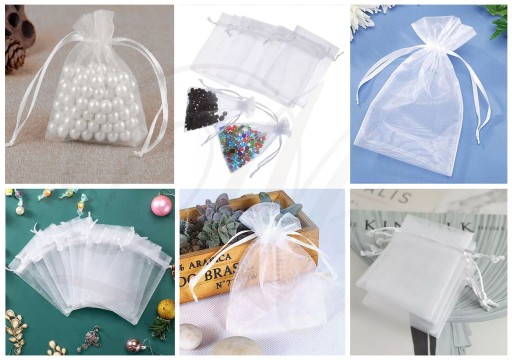 ORGANZOVÁ TAŠKA 19x30 VEĽKÁ x10 na svadobné prijímanie sladkosti tylová organza