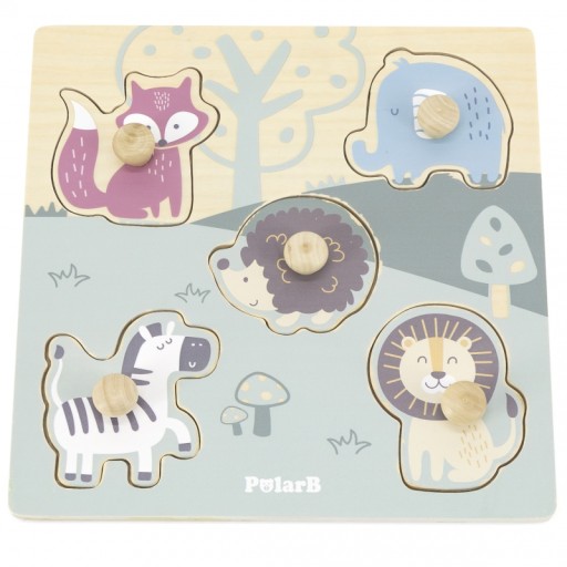 VIGA PolarB Drevené puzzle zvieratká so špendlíkmi ZOO BLOCKS PolarB