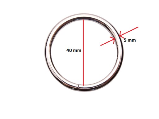 Koženkový prsteň na opasok 40 / 5 mm strieborný 10 ks