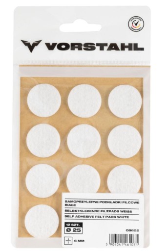 Samolepiace plstené podložky biele FI25mm, balenie 12ks - VORSTAHL