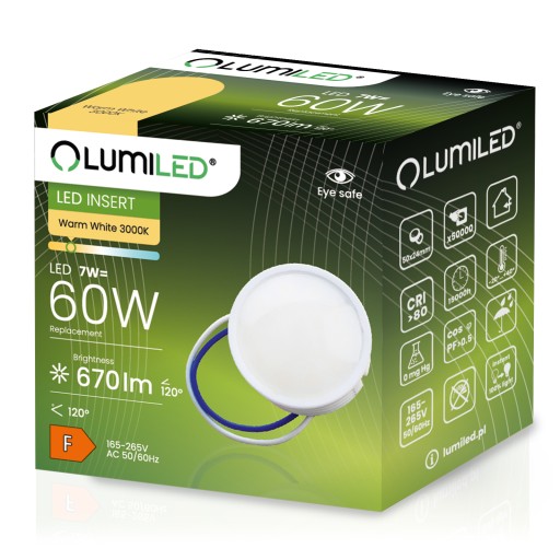 Vložný LED modul 7W 670lm 3000K 120° LUMILED