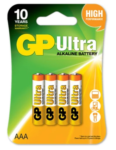 Batérie GP ULTRA ALKALINE Hight Performance LR03 AAA 1,5V - 4 ks.