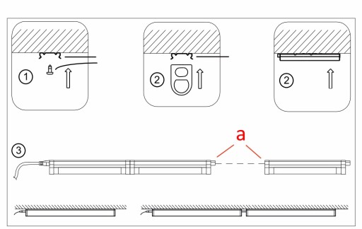 LED lineárna podskrinková lampa 4W 360lm 30cm vypínač bez kábla biela