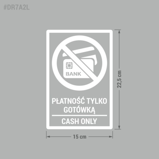 Platba iba v hotovosti, nálepka Len v hotovosti 15x22,5