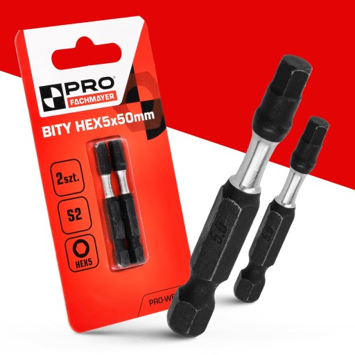 Nárazový bit HEX5 Nárazové bity 50 mm | Nárazový bit pre skrutkovač 2 ks.